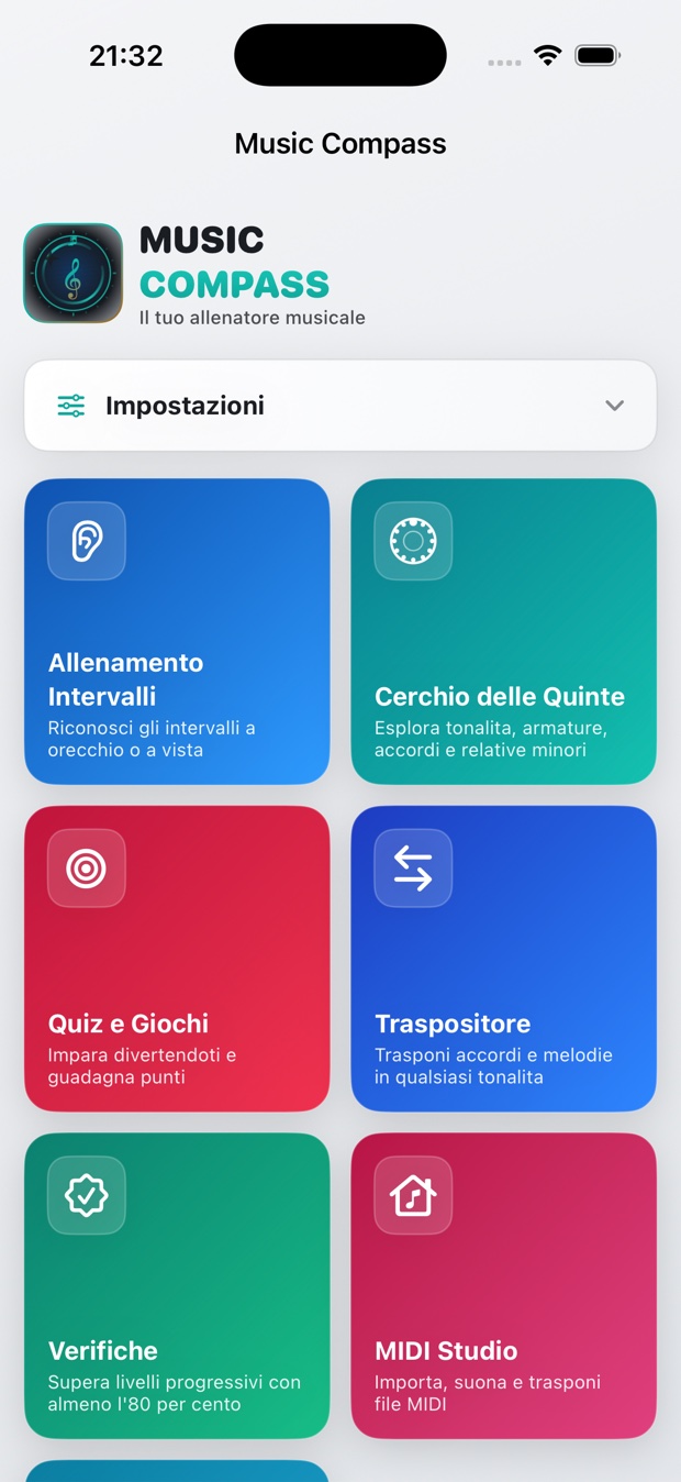 Schermata principale di Music Compass