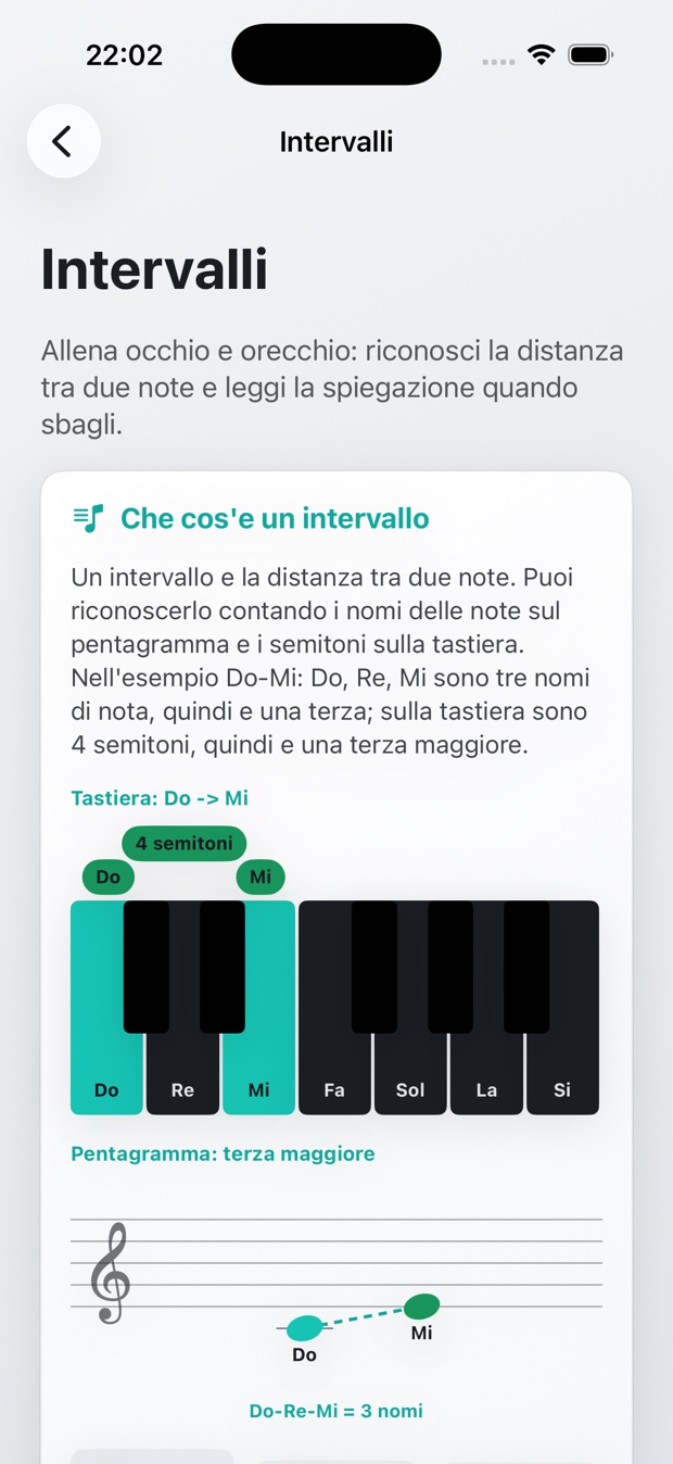 Allenamento intervalli in Music Compass